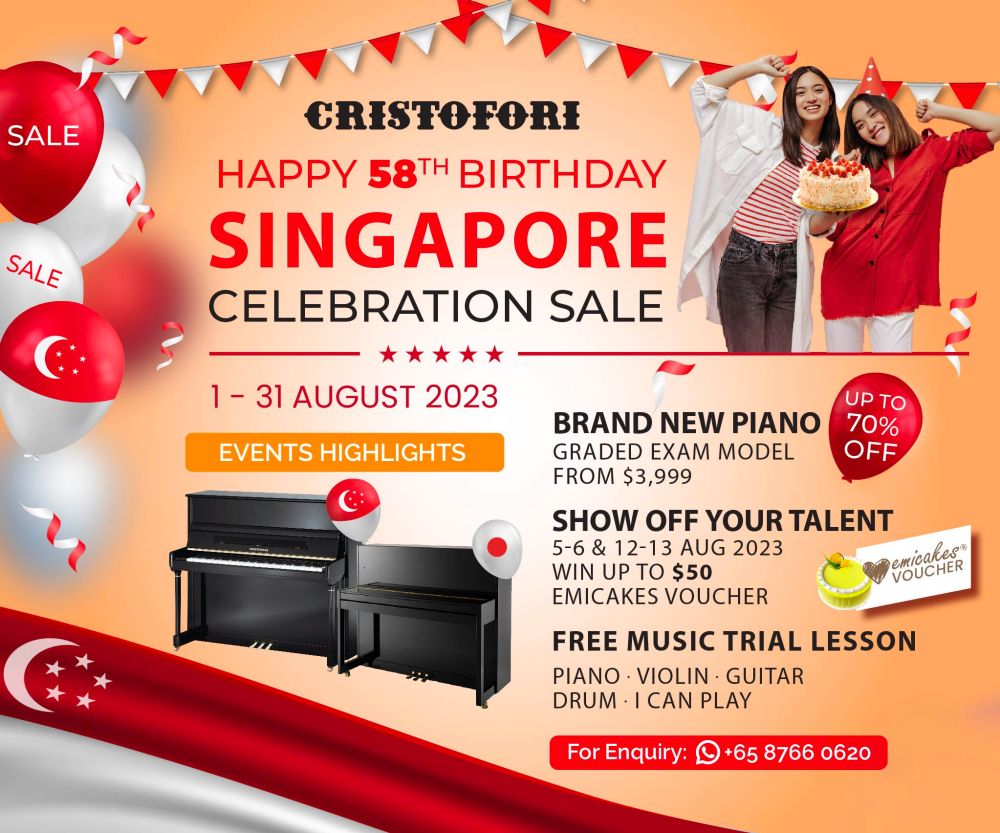Cristofori Music School - Happy 58th Birthday Singapore Celebration Sale